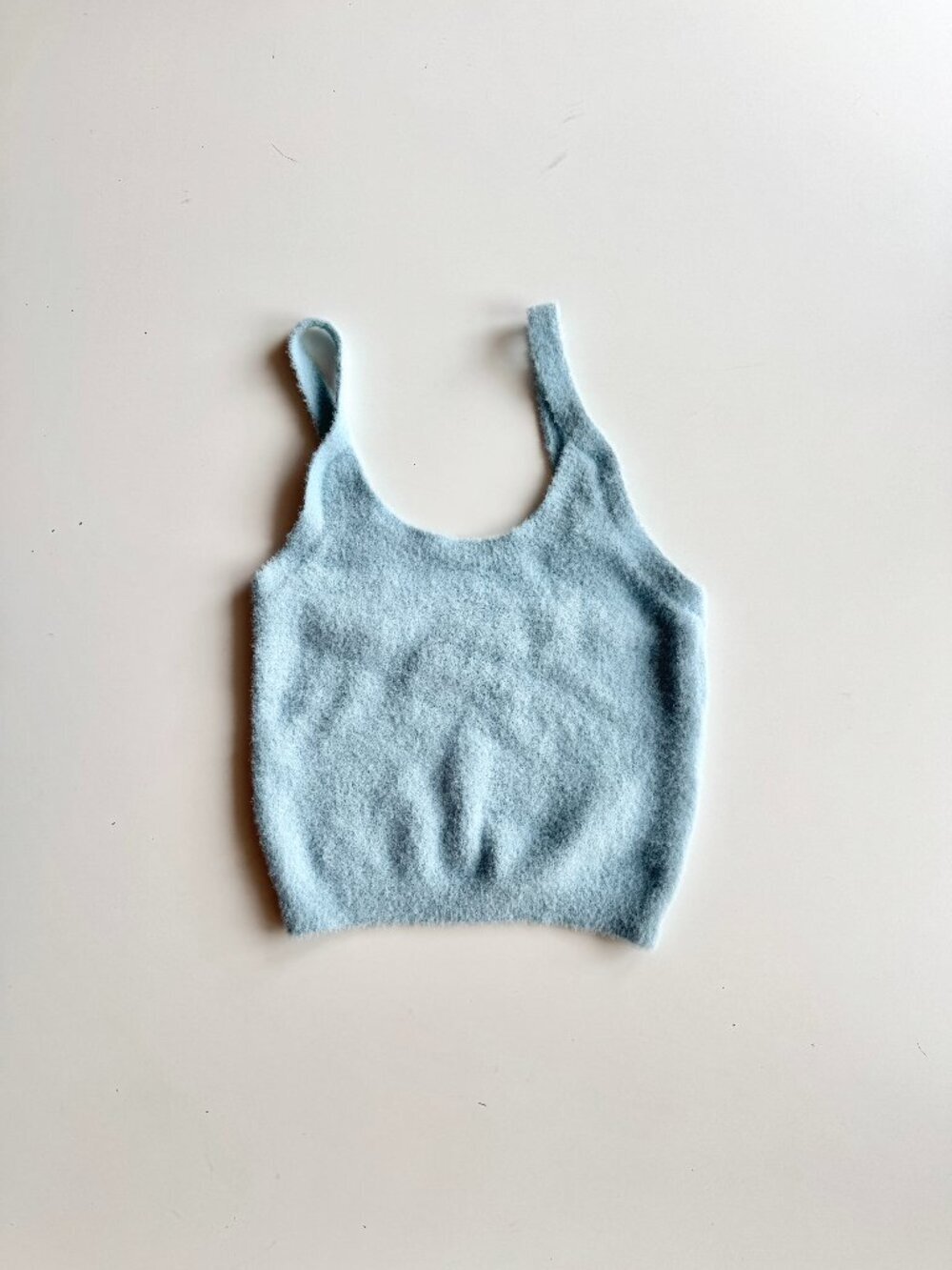 NWOT Aritzia WILFRED FREE Hush Knit Dream Blue Chenille Cropped Tank Top, Size S